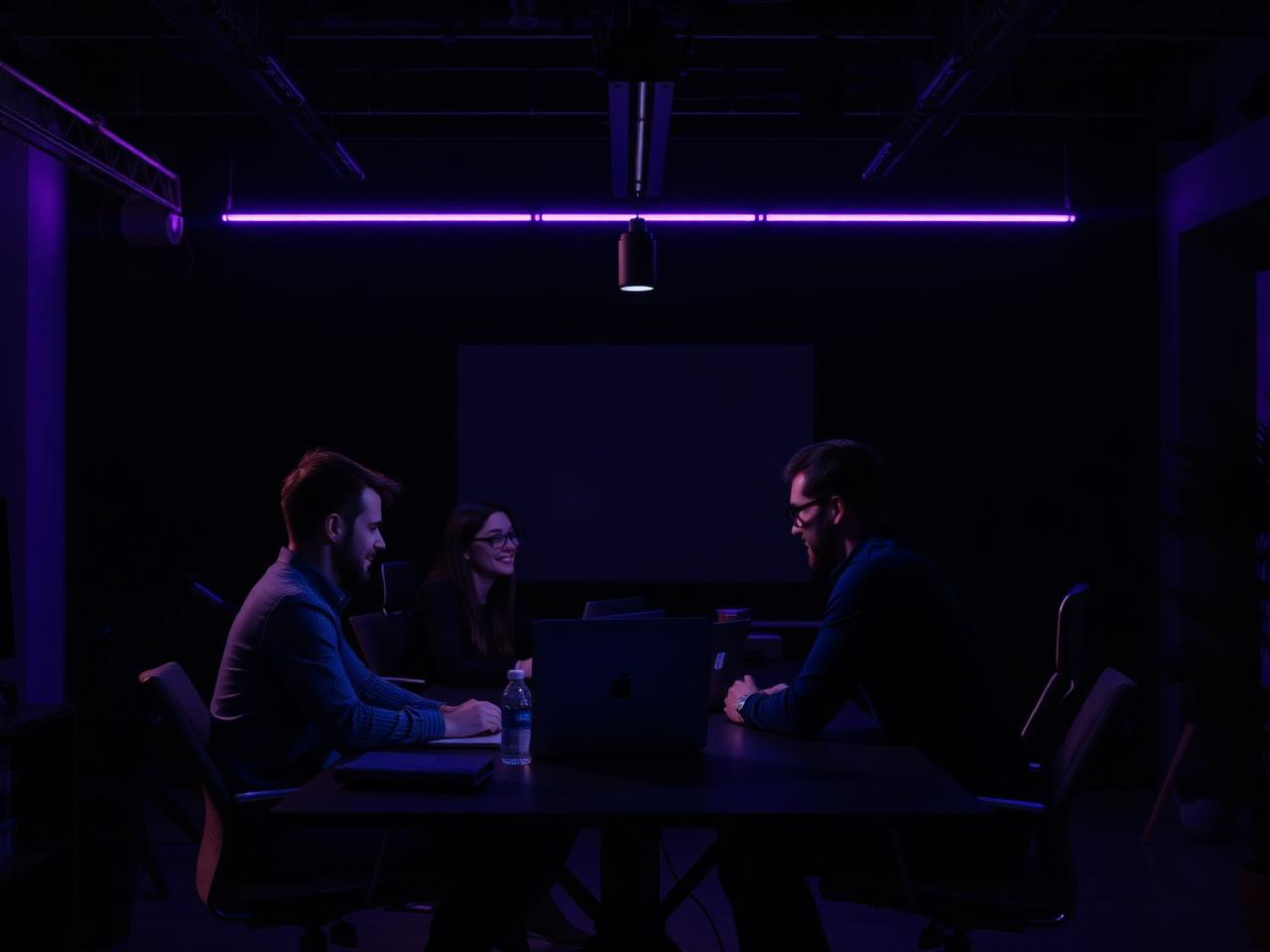 The Luminaq Media team collaborating in the studio